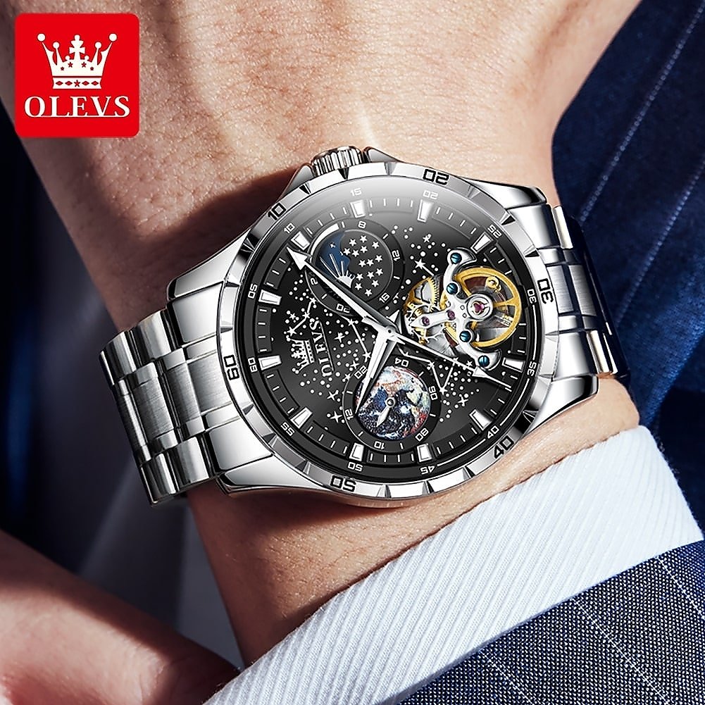 OLEVS 6689 Luxury Skeleton Automatic Men’s Watch