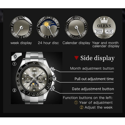 Men Silver Stainless Steel Strap  Mechanical High Quality Seagull Movement watch